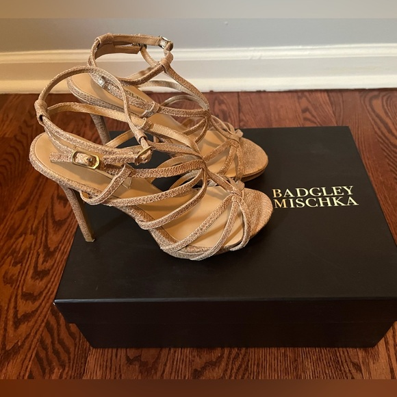 Badgley Mischka Neutral Strappy Stilettos - Picture 1 of 9